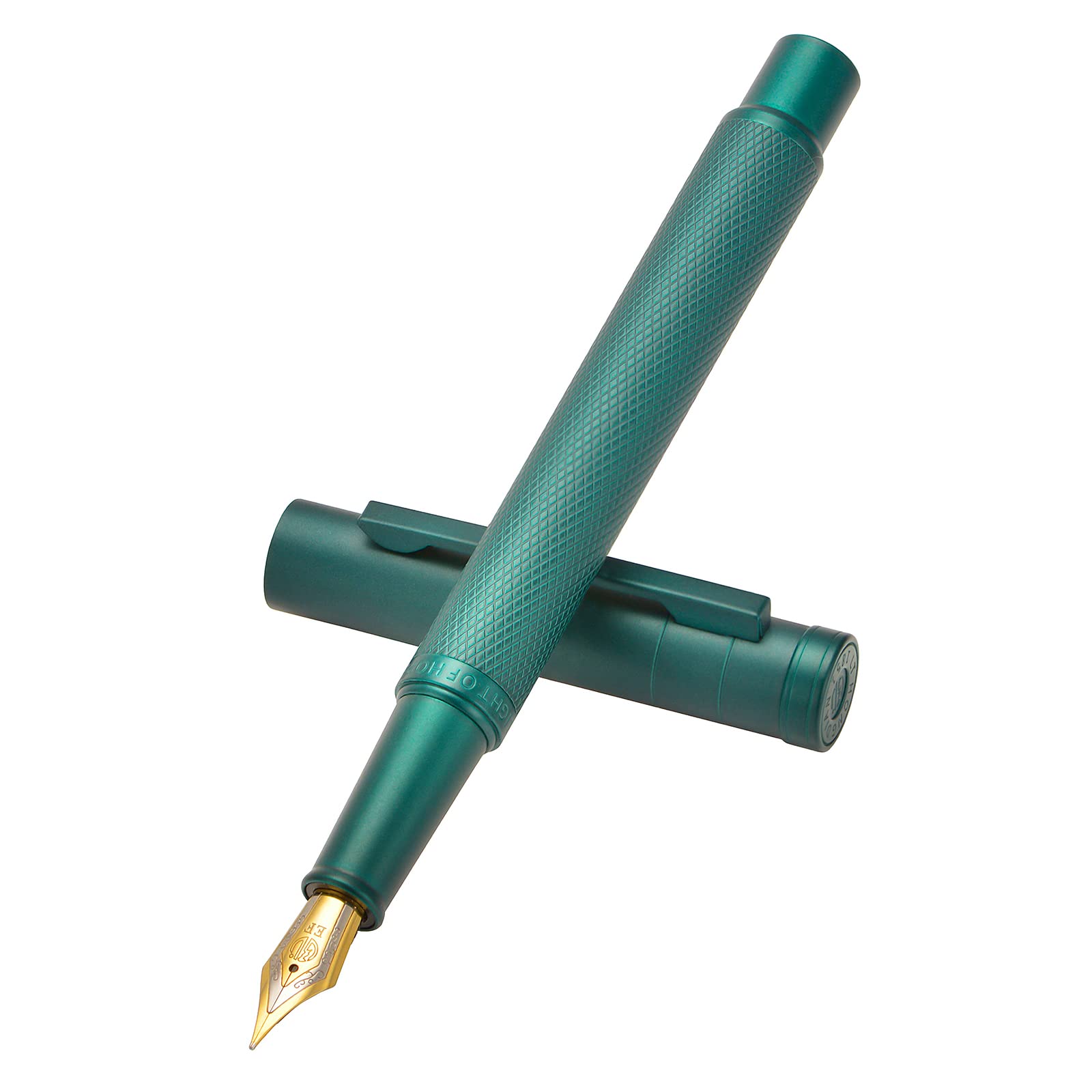 Hongdian Dark Green Forest Fountain Pen Fine Nib Classic Design with Converter and Metal Pen Case Set