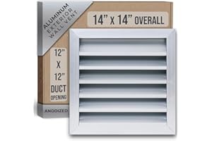 Fits 12x12 Wall Opening Anodized Aluminum Exterior Wall Vent by Handua | Gable Shed for Crawlspace, Outdoor, Doors, Attic | Weatherproof, Rain&Rust Proof, Water Resistant Grille Overall: 14"W X 14"H
