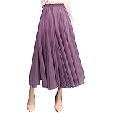 Tulle Skirts for Women Pleated Layered Tutu Skirt Ladies Elegant Flowy Long Skirts Bridesmaid Wedding Midi Skirt