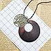 SIVITE Vintage Bronze Tree of Life with Wood Pendant Necklace Long Leather Chain Wooden Necklace for Women