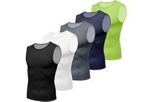 3 or 5 Pack Men's Compression Tank Tops Athletic Muscle Tee Dry Fit Sleeveless Workout Shirts