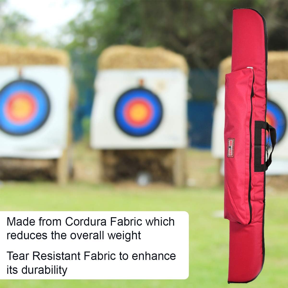 UNIVERSE ARCHERY Cordura Recurve Bow Bag | Heavy Duty Hunting Long Bow Case | Arrow & Bow Cordura Case | Archery Lightweight Recurve Bow Bag with Pocket (160 X 21 cm) (Red) : Sports & Outdoors