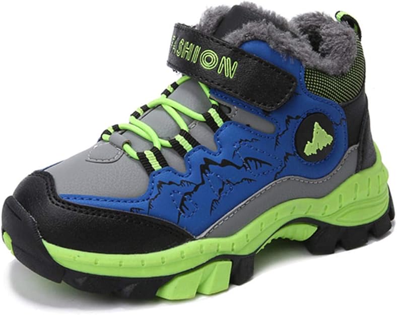 Boys Hiking Boots Kids Walking Winter Climbing Shoes Snow Fur Lined