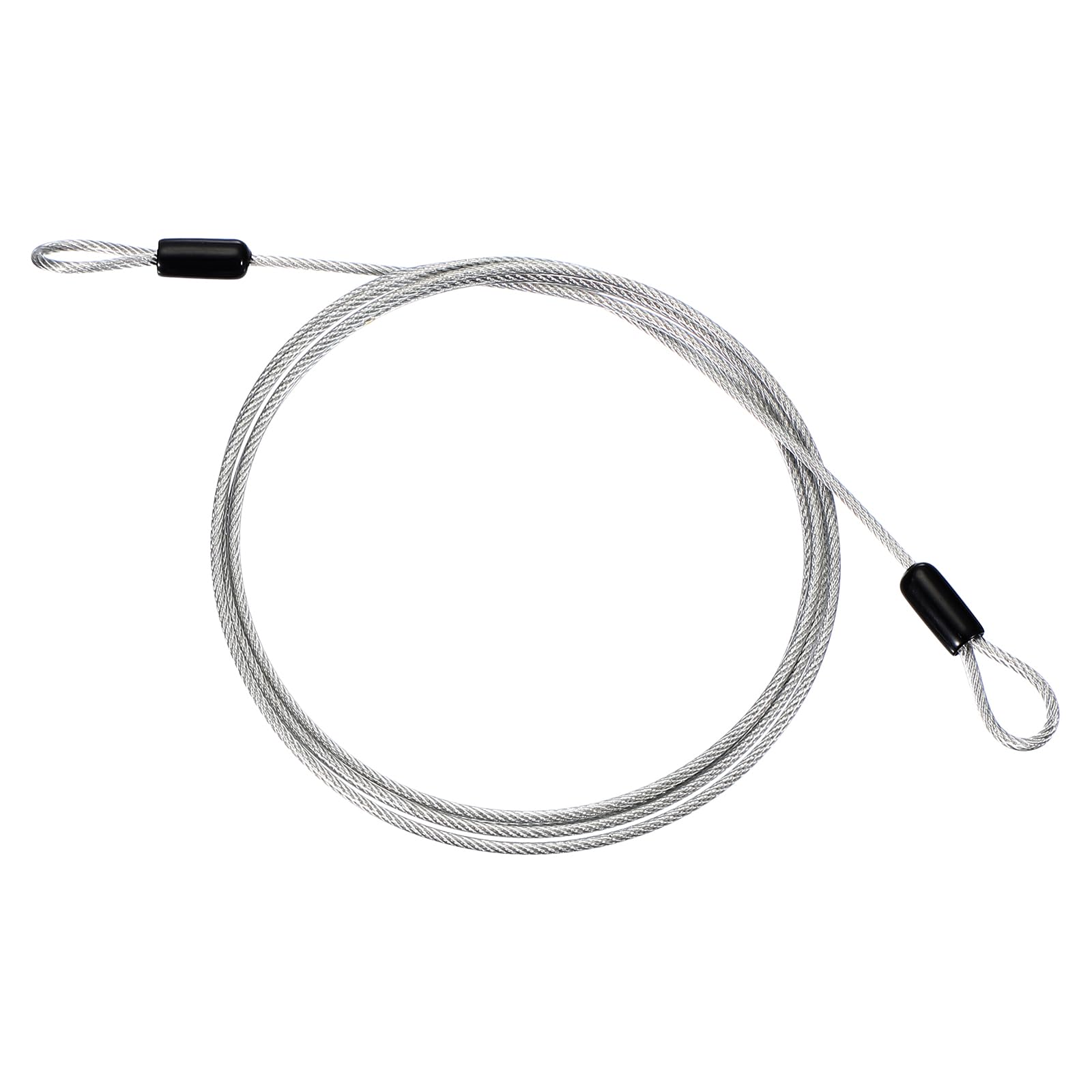 PATIKIL 1/8" Dia Vinyl Coated Stainless Steel Cable with Loops, 6.6ft (79") Flexible Wire Rope Security Chain Lanyard Lock for Outdoor Stage Lighting Luggage Lock, Transparent