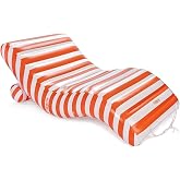 FUNBOY Chaise Lounger Pool Float, Orange &amp; White Cabana Stripe | Chair Pool Float for Adults, Perfect for Summer Pool Party, Nearly 6 Feet Long, Luxury