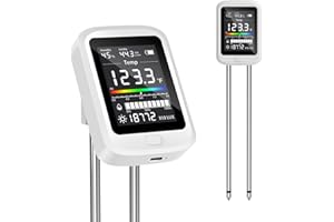 TERRU 6-in-1 Soil Moisture Meter with pH, Nutrient, Sunlight, Temperature & Humidity | Multi-Function Tester for Garden, Lawn and Indoor Plants | Factory-Permanent Calibration