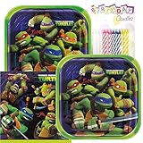Teenage Mutant Ninja Turtles Theme Plates and Napkins Serves 16 with Birthday Candles