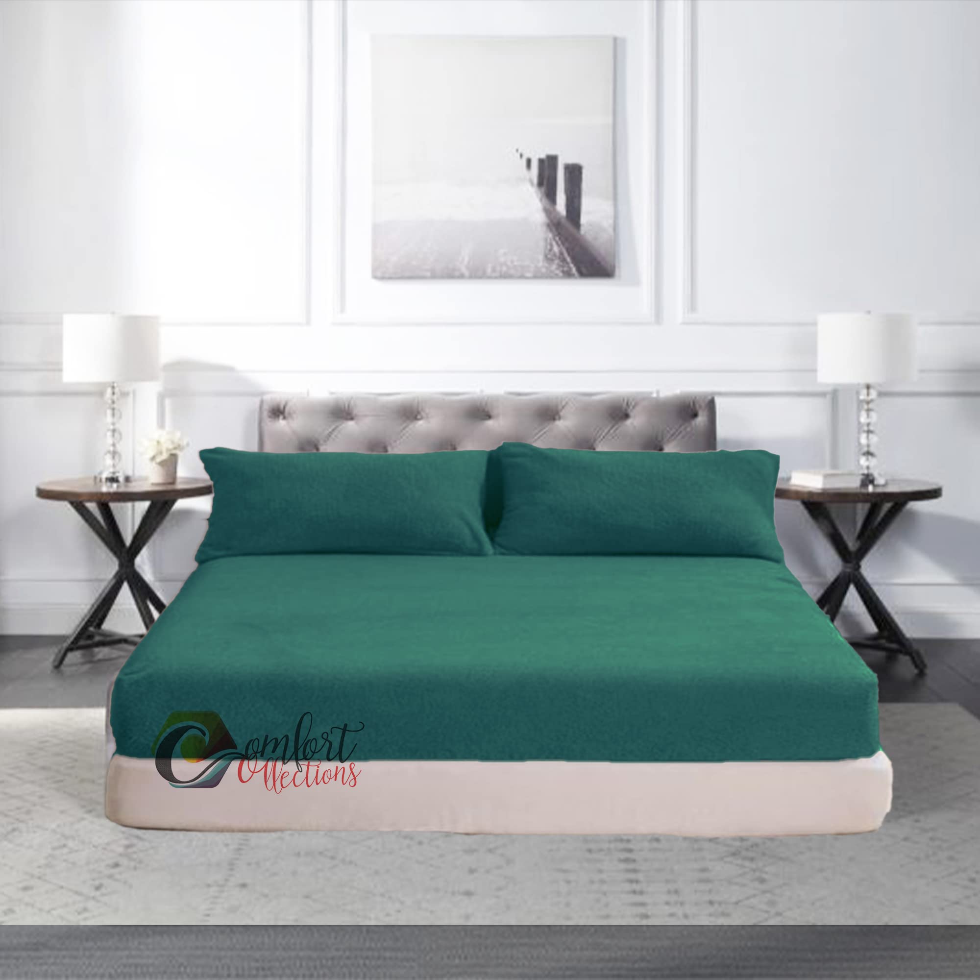 Extra Deep Fitted 30cm Teddy Fleece Fitted Bed Sheet Plain Thermal Warm and Cosy Soft Luxury Bedding Teal Fitted Bed Sheet Single 90cm x 190cm + 30cm Approximate — image 1