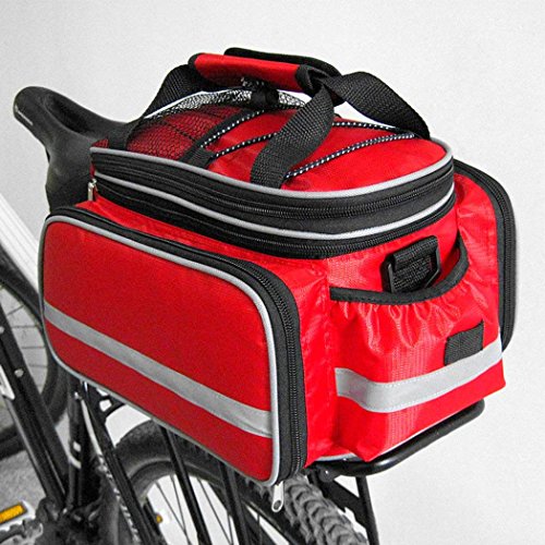 HSTYAIG Bicycle Pannier Outdoor Waterproof Multi- Function Portable Bicycle Pack Bike Pannier Rack Panniers Rear Seat Trunk Bag (Red) - Thumbnail 7