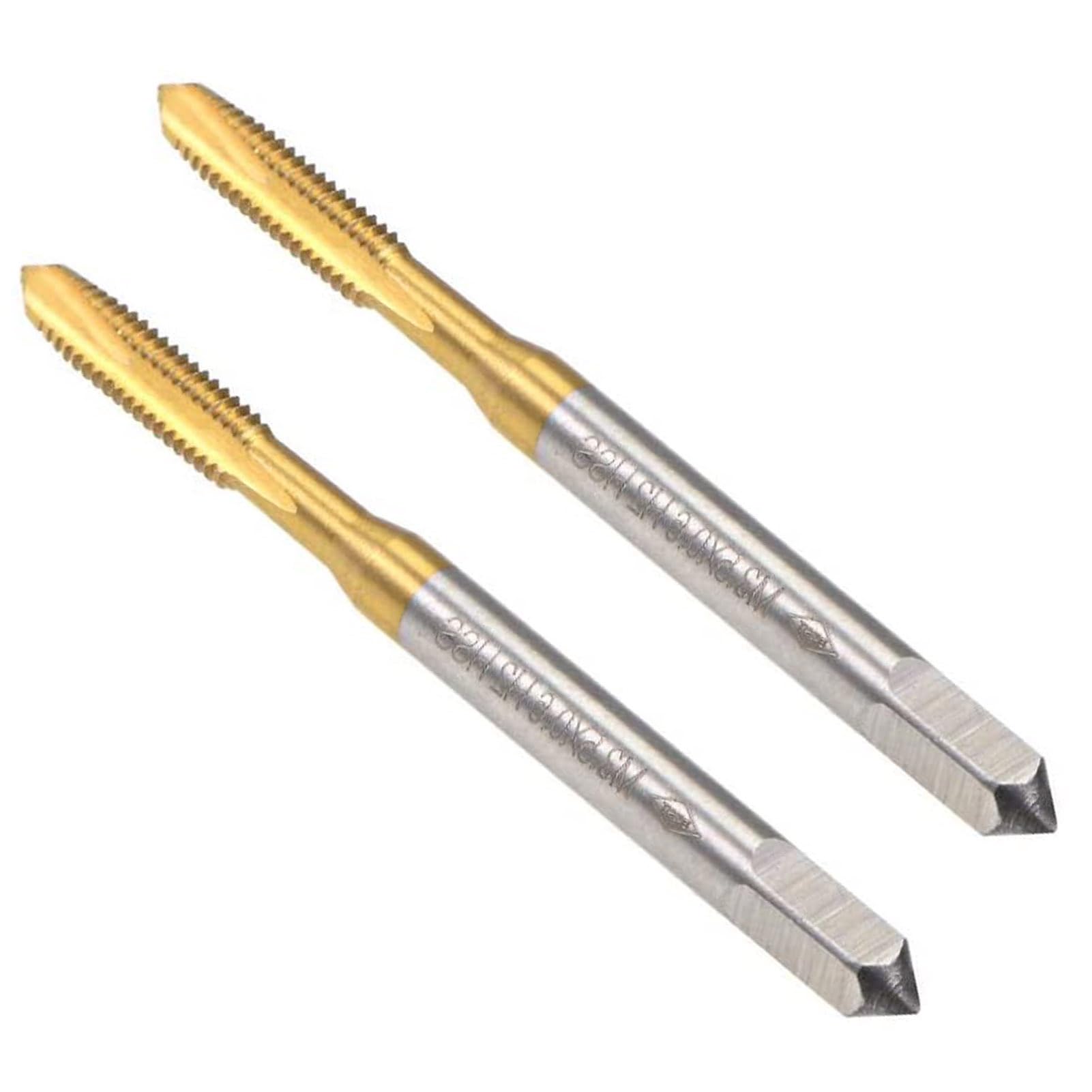 MACHSWON Spiral Point Plug Threading Tap for Drilling and Tapping Aluminum Die Steel Ordinary Steel Non-Ferrous Metals and Hard Plastics H2 3 Flutes HSS Metric Screw Taps M3.5 x 0.6 mm 2PCS
