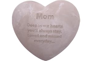 Wowser Mom Heart Shaped Memorial Stone, Sympathy Gift, Remembrance Garden Accent, 6 Inches