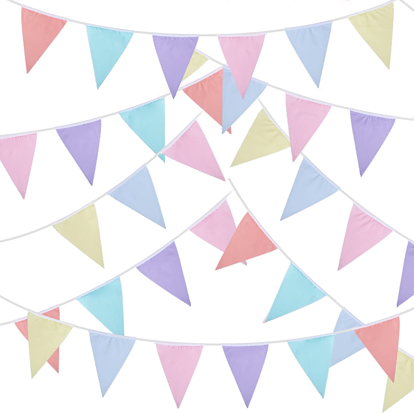 32ft 36 Pieces Pastel Bunting Easter Decoration Big Triangle Flags for Wedding Birthday Baby Shower Party Festival Decoration