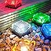 SurSync Waterproof Solar Path Lights Color Changing(RGB) Ice Cube Lamp LED Frosted Glass Brick Rock Lamp In-groud Buried Lights for Indoor &Outdoor 3Pack
