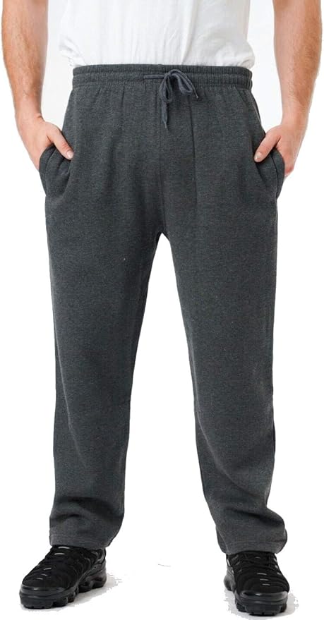 mens open hem joggers with zip pockets