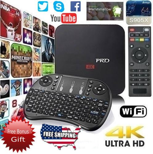 [Mega1Comp Exclusive] MXQ Pro HDTV Box UHD 1080P HD up to 4K Android OS 64 Bit Amlogic Quad Core HDMI WiFi Internet Browser Games Google Play with Mini Wireless Keyboard