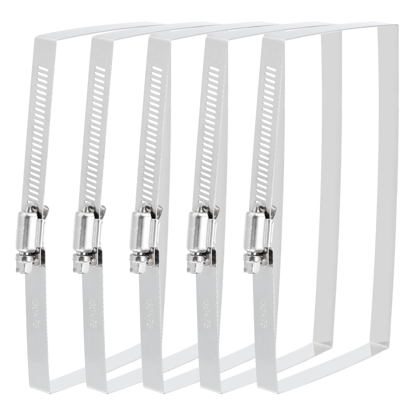 uxcell Rectangular Hose Clamps, 6" x 3" 304 Stainless Steel Square Duct Pipe Clamp for Ducting, Securing Hose, Cable and Bridge Project Application, Pack of 5