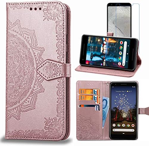 for Google Pixel 3 2018 Wallet Case, Premium PU Leather Case Shock-Absorption Flexible Cell Phone Soft Full-Body Protective Cover Case for Google Pixel 3 with Screen Protector