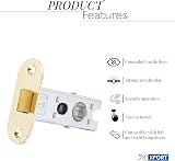 XFORT Two 65mm Polished Brass Radius Tubular Latches Internal Wooden Doors view 3