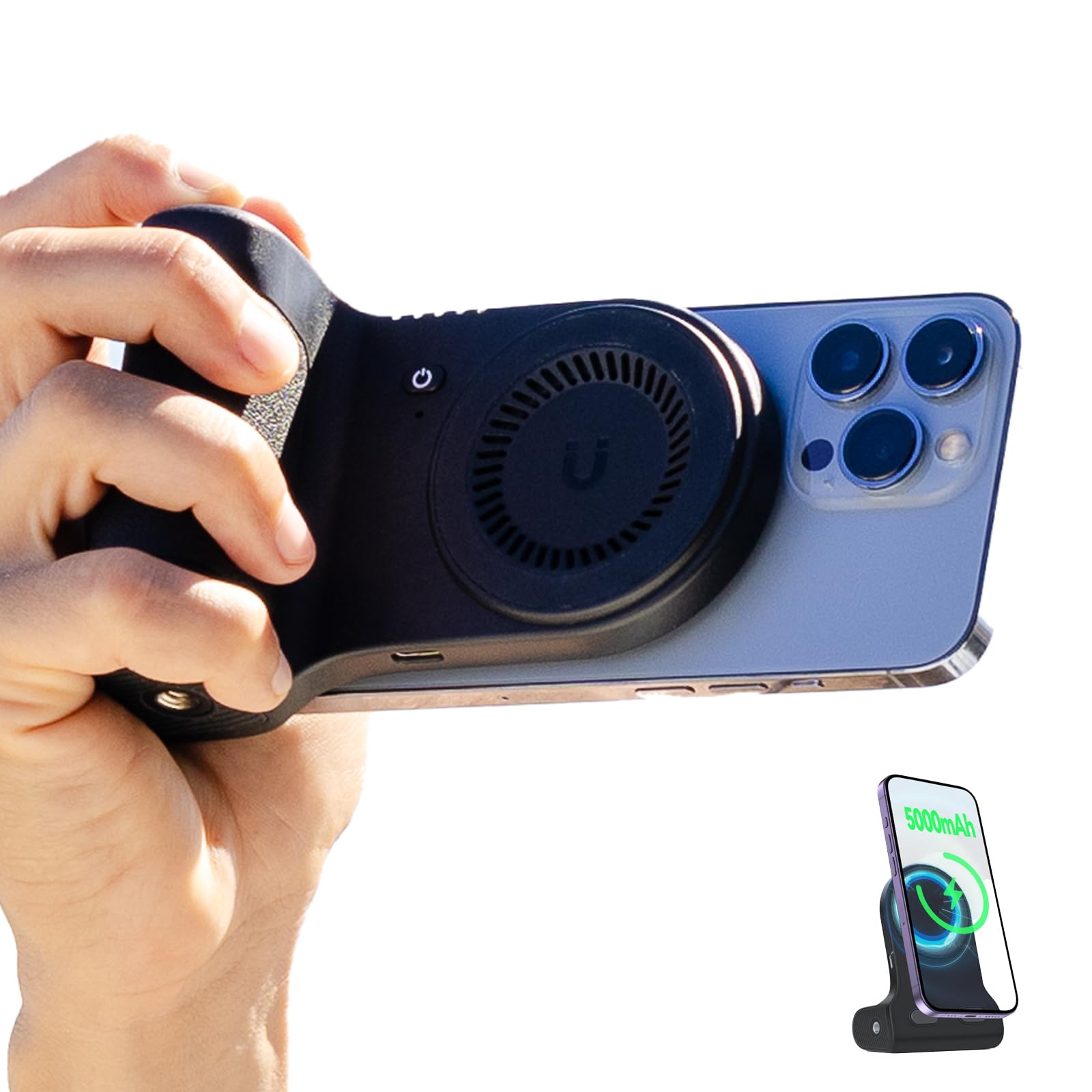 Photo 1 of KraftGeek Magnetic Phone Stand Camera Grip with Wireless Charging & Bluetooth Shutter, Stand for iPhone, Ergonomic Handle for Vlogging, Selfies & Video Calls