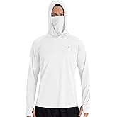 Roadbox Men's UPF 50+ Hooded Fishing Shirts Long Sleeve Sun Protection Hoodie, Hiking Running Swimming Rash Guard with Mask
