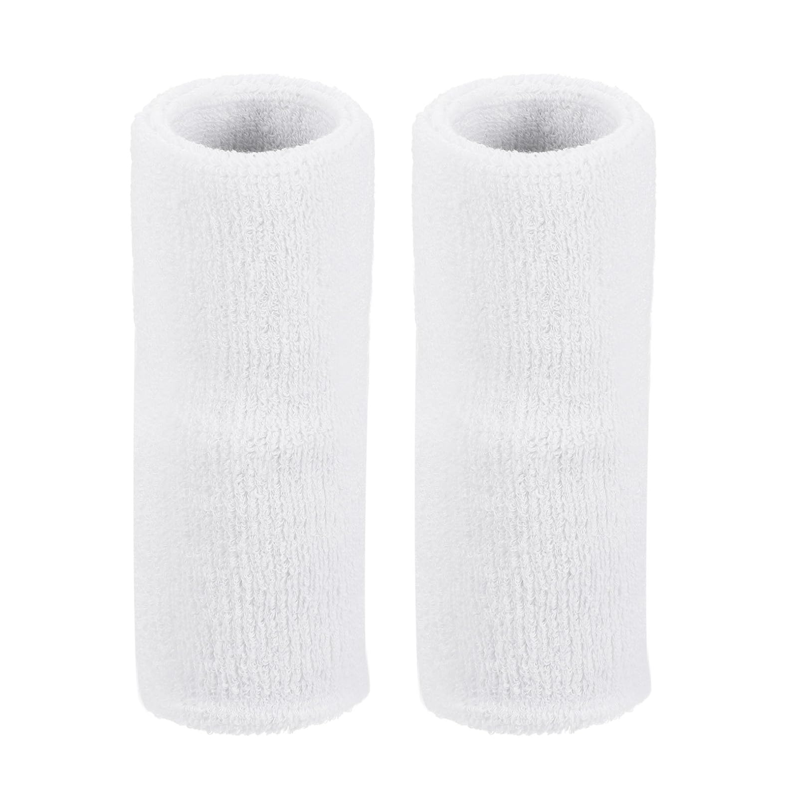 M METERXITY 2 Pack Wrist Brace - Elastic Air-Permeable Cotton Terry Cloth Sweatband, Apply to Tennis/Basketball/Running (8x15cm, White)