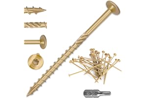 PuCiss #14×4 Inch Lag Screws,50pcs Structural Wood Screws,Heavy-Duty Outdoor Deck,Construction,Timber,Framing Screws,Rust Resistant Bronze Ceramic Coating,Torx Bit Included