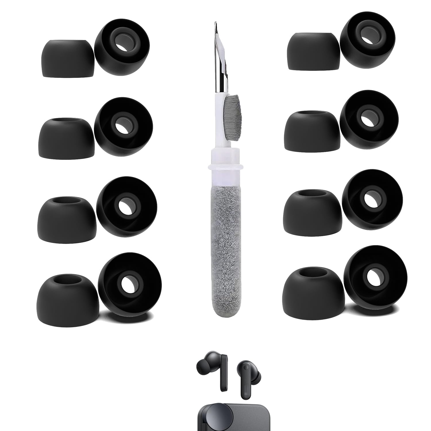 Photo 1 of [8 Pairs] Replacement Ear Tips for CMF Buds, with 3 in 1 Cleaner Kit, Silicone Ear Tips (XS/S/M/L)