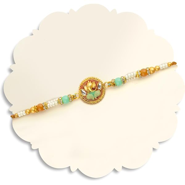 Lot De 3 Rakhi Traditionnels - Motif Floral Et OM - Cadeau Raksha Bandhan Pour Frère