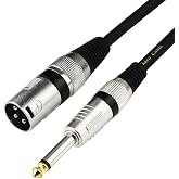 Disino Unbalanced 6.35mm(1/4 inch) TS Mono to XLR Male Cable Gold Plated Quarter inch to Male XLR Microphone Cable Interconnect Cable - 3 Feet/1 Meter