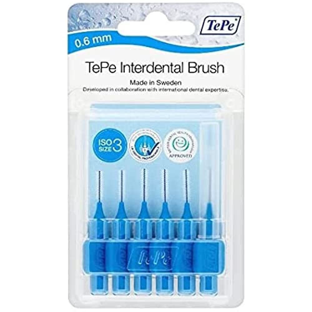 TePe Pack of 6 Blister Interdental Brushes Blue 0.6mm