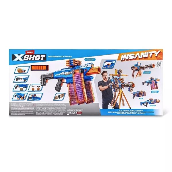 ZURU XSHOT INSANITY MOTORISED CLIP BLASTER & 72 DARTS