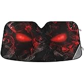 Oarencol Skull Red Eyes Car Windshield Sun Shade Foldable UV Ray Sun Visor Protector Sunshade to Keep Your Vehicle Cool (55