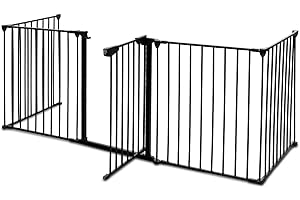Inspirer Studio 5,6,8 Panel Heavy Duty Metal Gate Pet Fence Safe Fence Barrier (Black, 5 Panel)