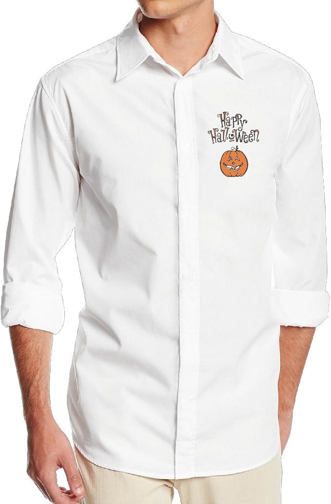 Men's Happy Halloween Solid Dress Shirt Fashion Button Down Shirt Small
