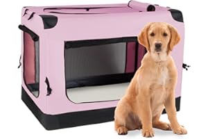 Hawsaiy Portable Dog Crate 36IN for Medium Small Dogs with 3-Door Mesh Mat, Collapsible Dog Crate Zipper Lock for Indoor and 