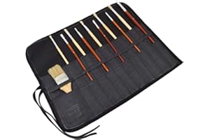 Hide & Drink, Waxed Canvas Artist Paint Brush Roll Up Bag Organizer Pouch Handmade (Charcoal Black)
