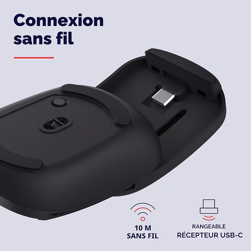 Zylo Souris sans Fil Pliable Portable Seulement 55 g, Noir