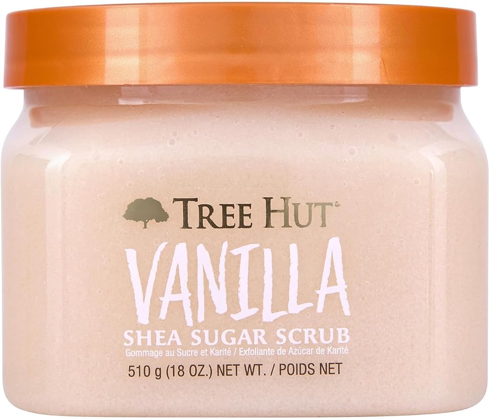Tree Hut Body Scrub, Vanilla, 18 Oz | Exfoliating & Hydrating Sugar Scrub with Shea Butter & Essential Oils, Smooth Skin, Bod