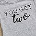 Mini honey 2Pcs Infant Twins Baby Boys Girls Short Sleeve Letter Print Romper Bodysuit Summer Outfit Clothes (0-3 Months, Gray)