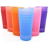 KX-WARE Mixed Drinkware 22-ounce Plastic Tumblers/Drinking Glasses/Party Cups/Iced Tea Glasses, Set of 12 Multicolor | Unbreakable, Dishwasher Safe, BPA Free