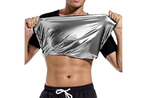 EVERFION Sauna Shirt for Men,Short Sleeve Sweat Suit for Men,Mens Sweat Compression T-Shirt Top for Gym Exercise