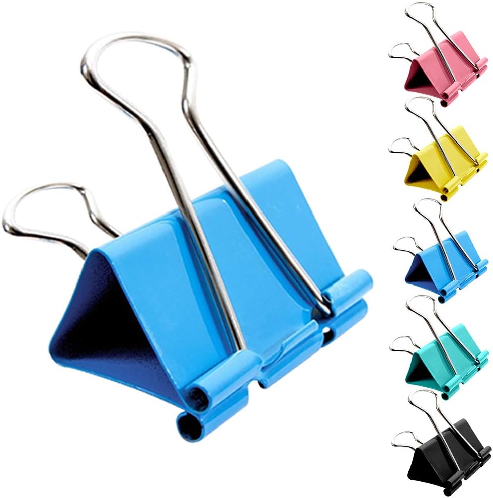 Northern Brothers Large Foldback Binder Clips 41mm 51mm 30Pcs Assorted Colours