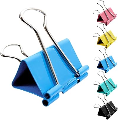 Northern Brothers Large Foldback Binder Clips 41mm 51mm 30Pcs Assorted Colours
