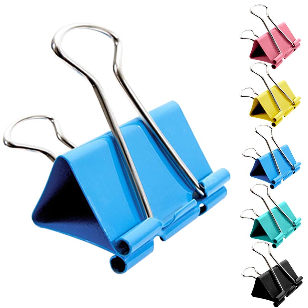 Large Foldback Binder Clips Assorted Colour Clamps Clips 41mm 51mm Stationary Clips 30PCS
