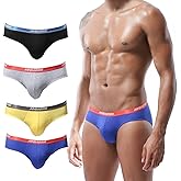 HOOFESAN Mens Modal Microfiber Underwear Briefs Low Rise Support Brief Elastic Waistband Briefs Underpants 4 Pack