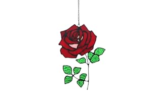 KARHUIMOYI Tiffany Style Rose Stained Glass Flower Suncatchers Window Panels Ornament