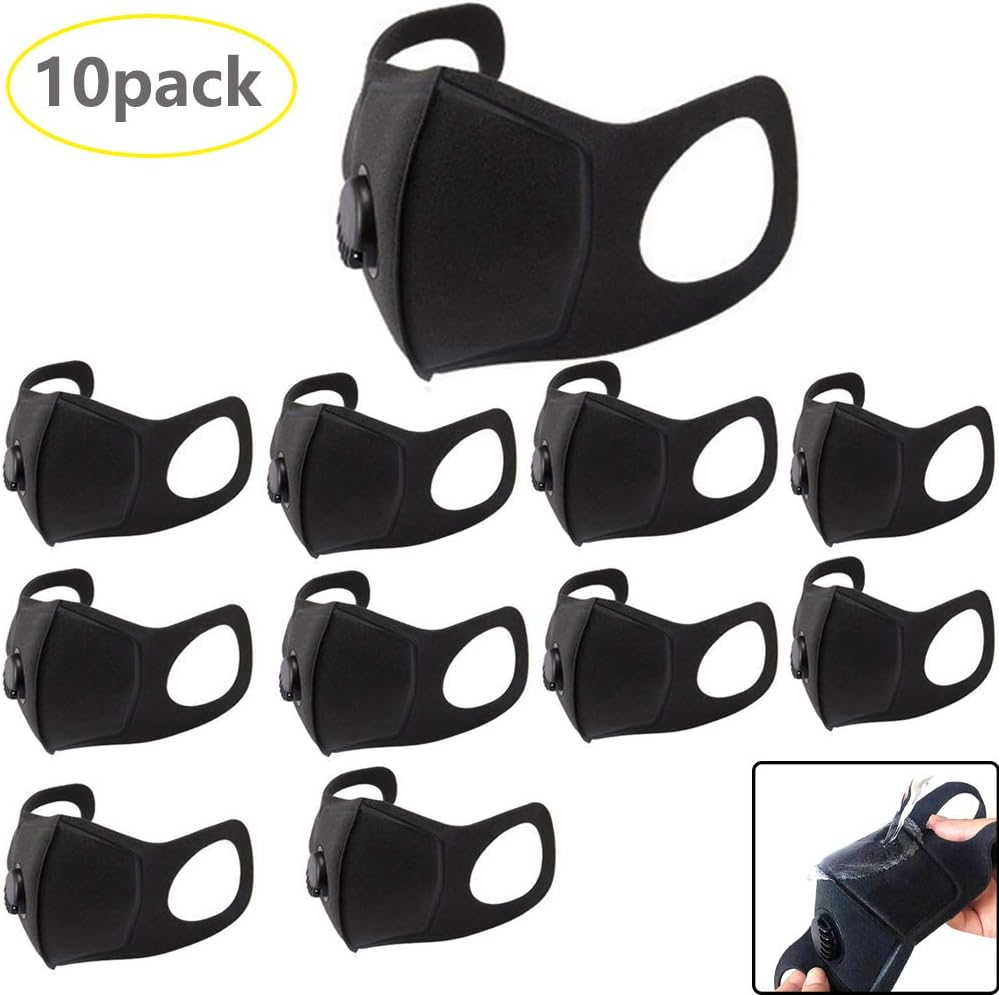 10 Pack Dust Mask with Filter Carbon, Anti-Fog Anti-Pollution Anti-Dust PM2.5 Mask, Unisex Mouth Mask, Cycling Face Mask Training Mask for Cycling Camping Travel