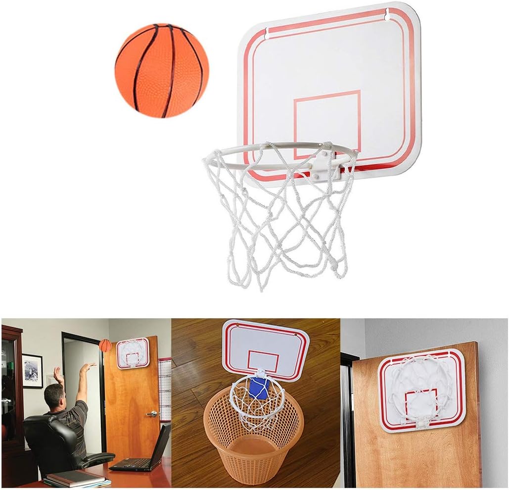 LLguz Mini Basketball Board Set - Include Suction Cup Basketball Frame Ball Clip and Pump,Wall Mounted Over The Door Playing Bracket Hoop for Gym Indoor Exercise Training