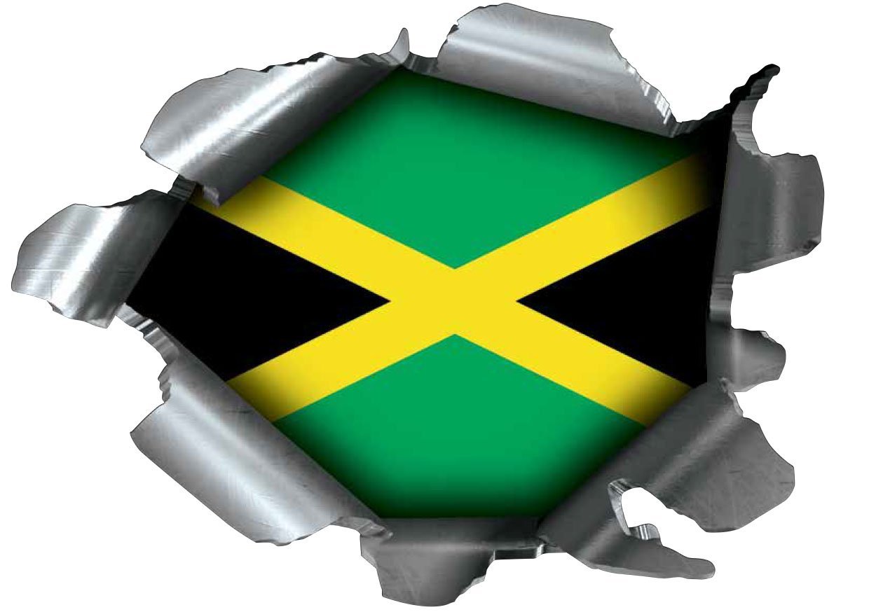 Speed Demons Pride Burst RIP Torn Tear Sticker Graphic SELF Adhesive for Any Surface Including LAPTOPS and Cars - Jamaica Jamaican Flag
