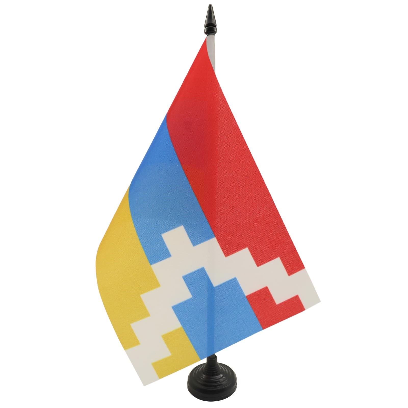 AZ FLAG Nagorno-Karabakh Table Flag 5'' x 8'' - Karabakh Office Decoration 100% Polyester 21 x 14 cm - Mini Desk Flag with Pole and Black Plastic Base